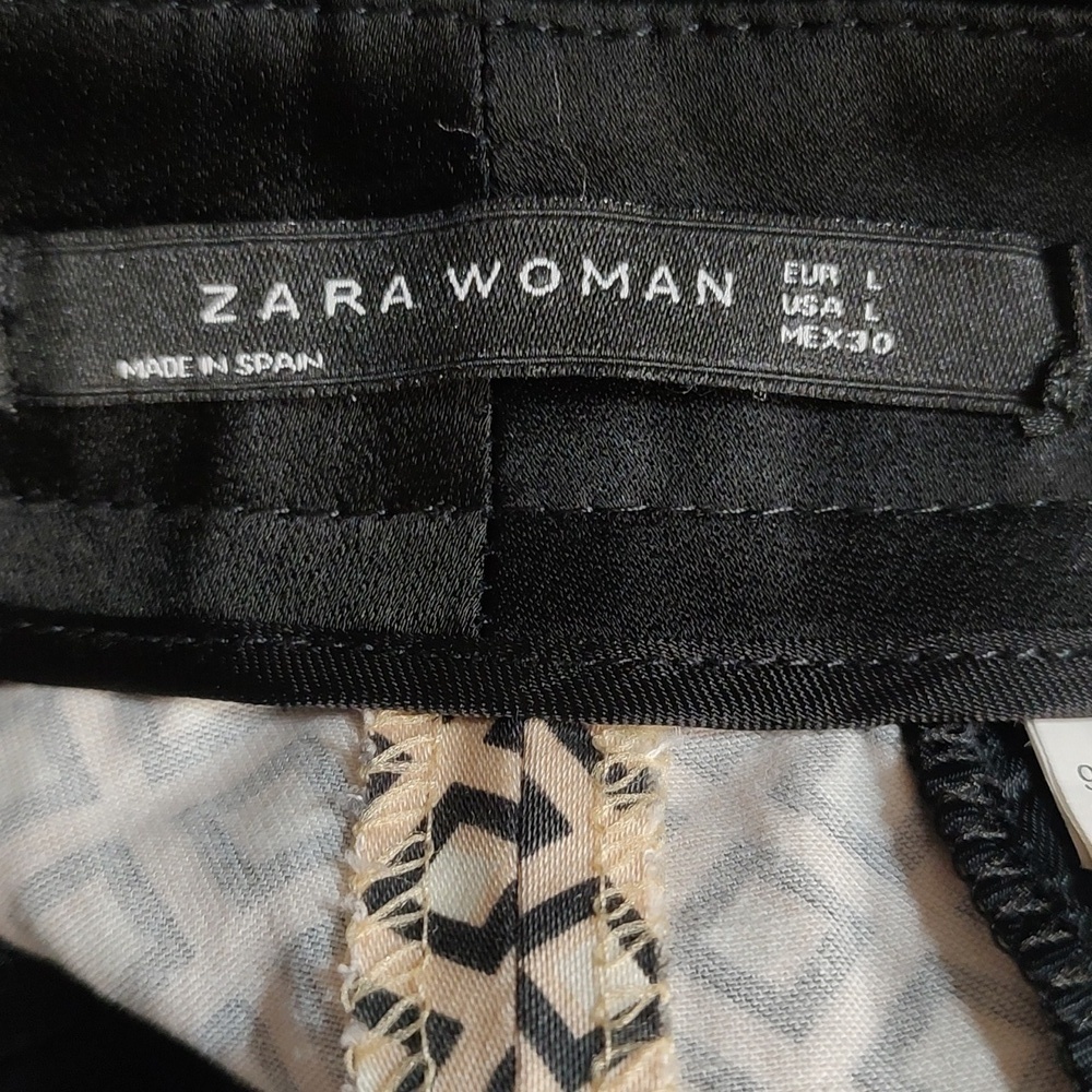 Zara Black and Tan Diamond Pattern Pants Size L - Picture 4 of 5